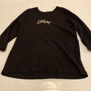 Oversized, black DKNY half-sleeve, silver writing (doesn’t fade after washing)